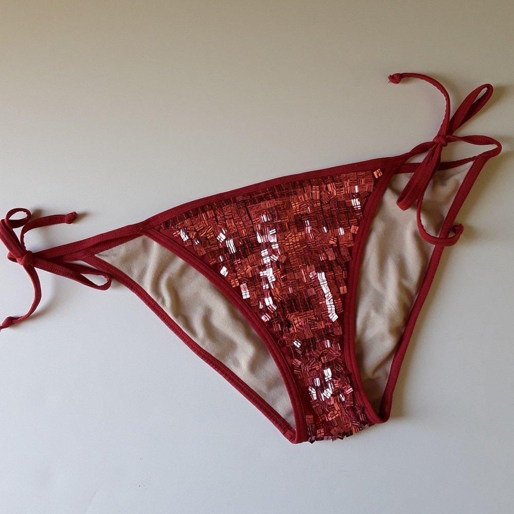Victoria's Secret Rust Red Sequined Bikini Bottom